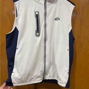 White and Navy Sleeveless Vest